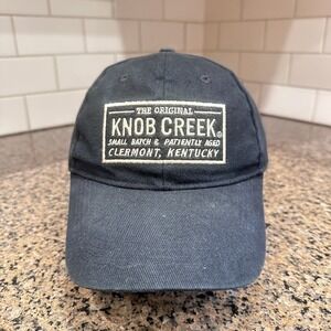 Knob Creek Hat Baseball Cap Leather Strap Back Black Whiskey Bourbon Drink